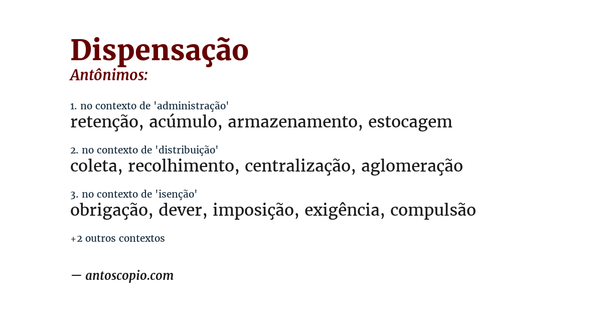 Antônimo de dispensação