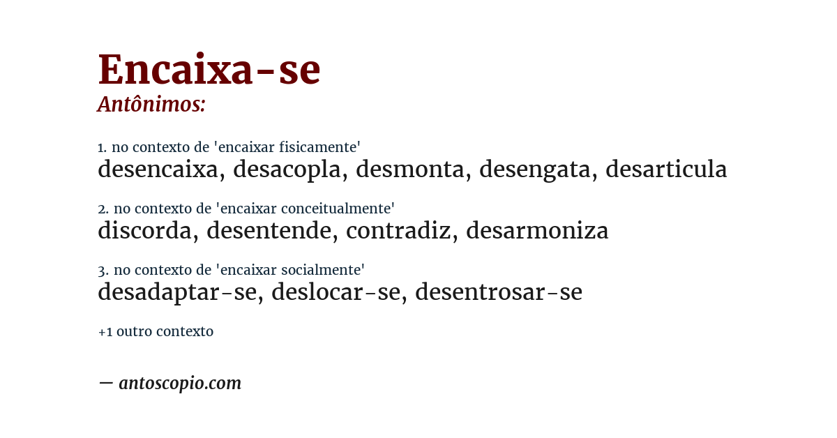 Antônimo de encaixa-se