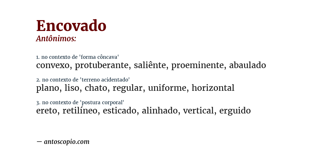 Antônimo de encovado