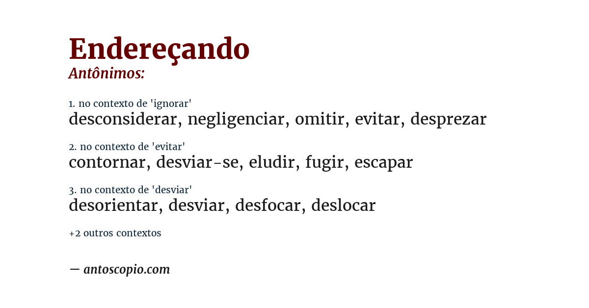 Antônimo de endereçando
