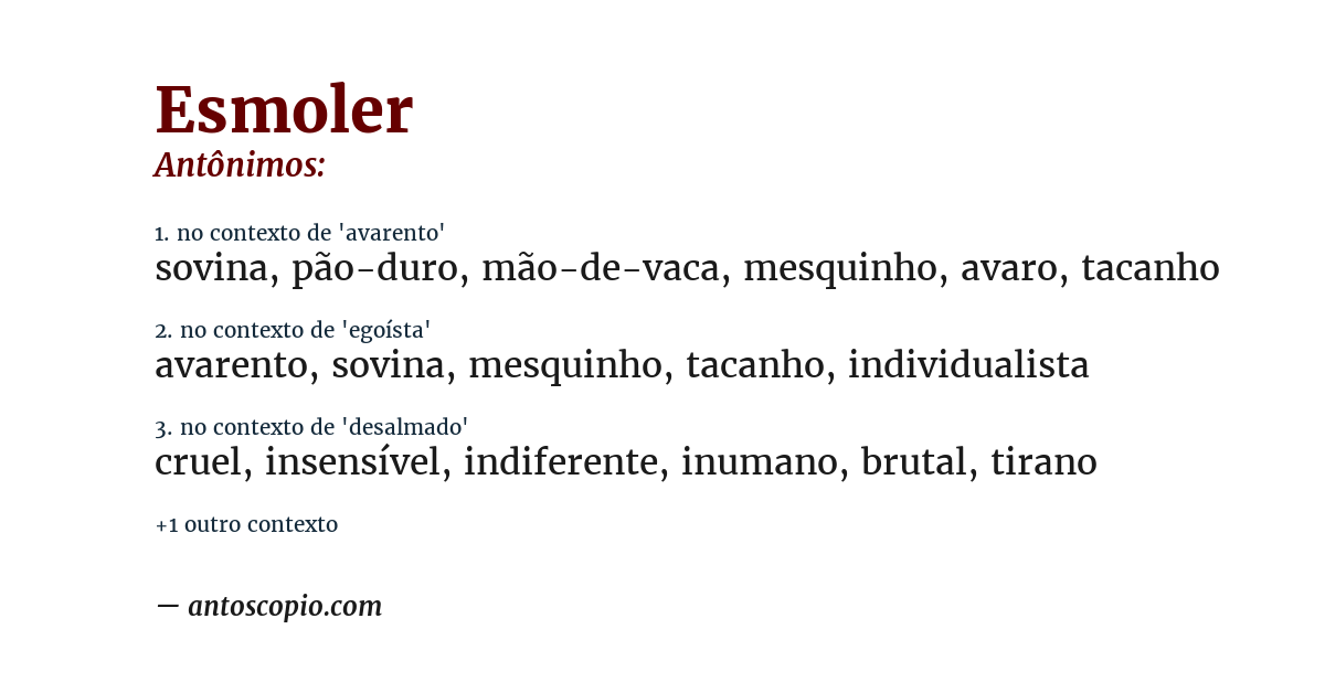 Antônimo de esmoler