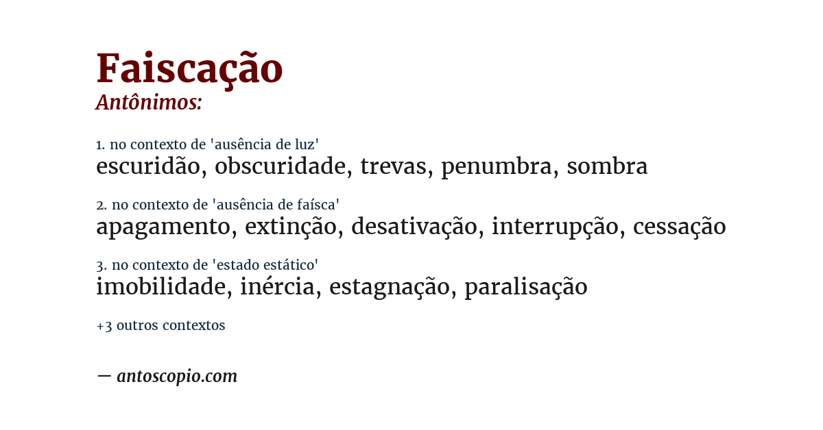 Antônimo de faiscação