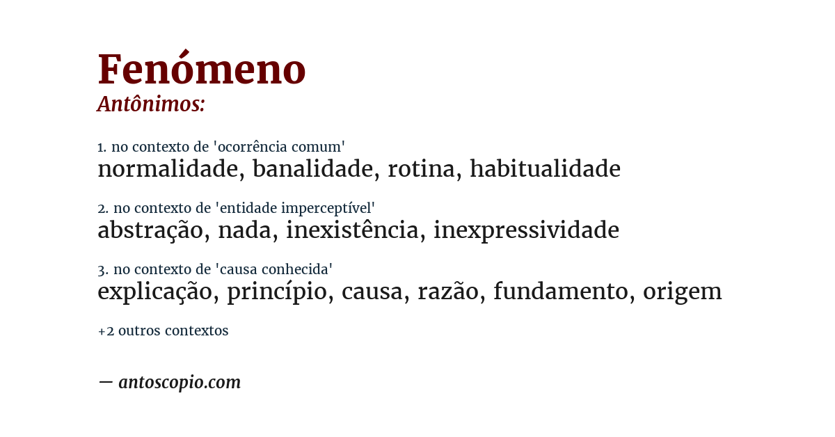 Antônimo de fenómeno