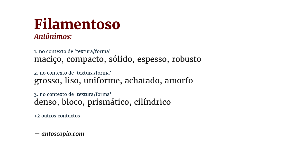 Antônimo de filamentoso