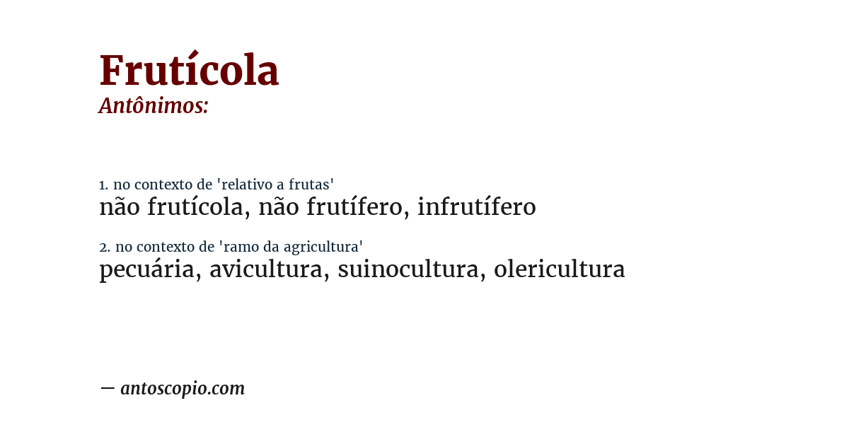 Antônimo de frutícola