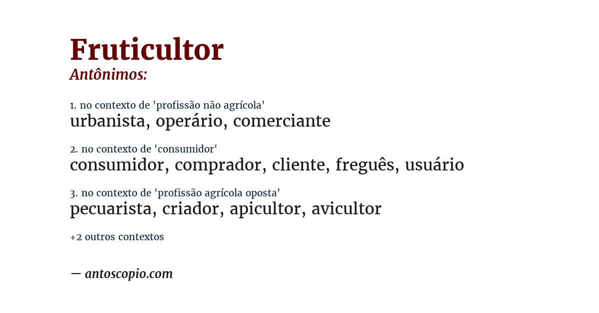 Antônimo de fruticultor