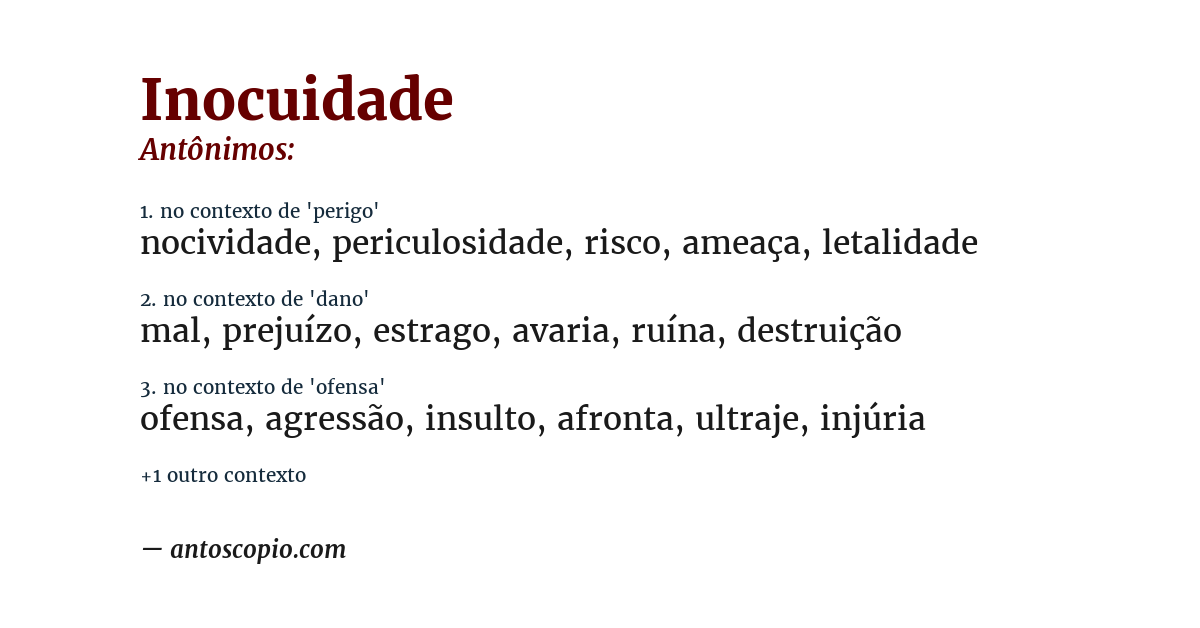 Antônimo de inocuidade