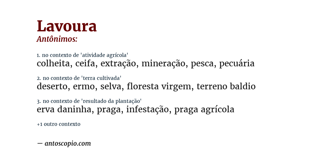 Antônimo de lavoura