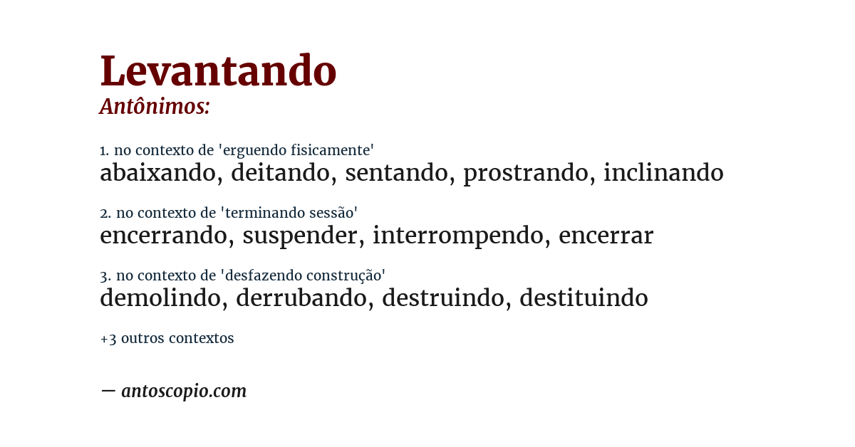 Antônimo de levantando