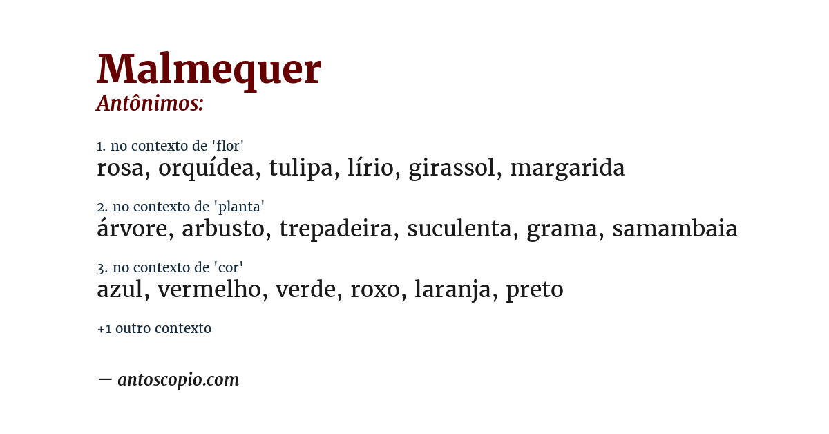Antônimo de malmequer