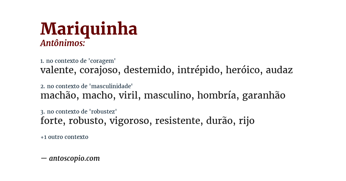 Antônimo de mariquinha