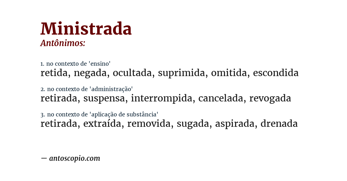Antônimo de ministrada