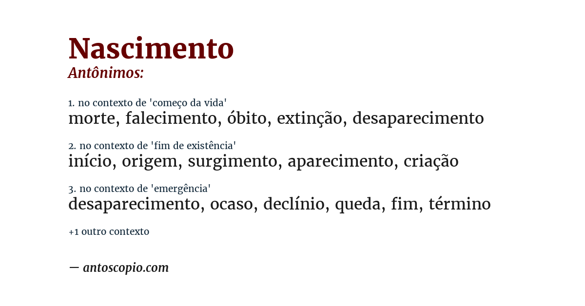 Antônimo de nascimento