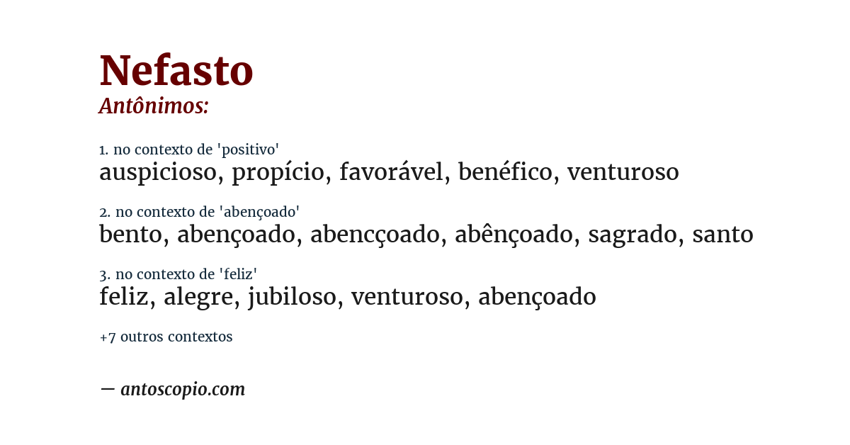 Antônimo de nefasto