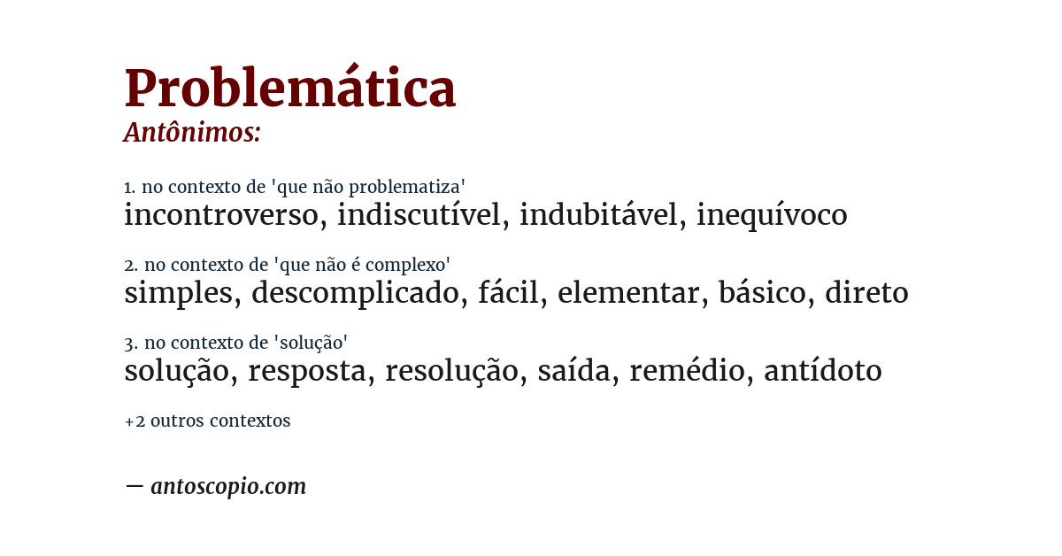 Antônimo de problemática