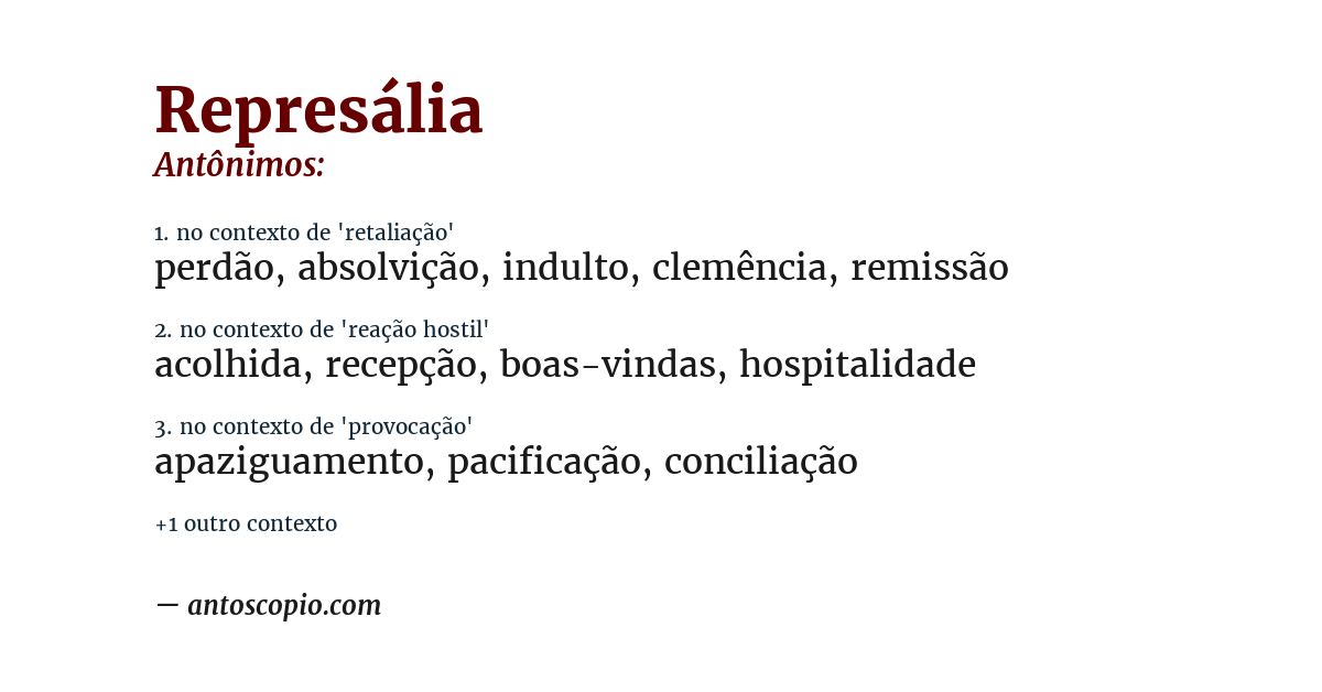 Antônimo de represália