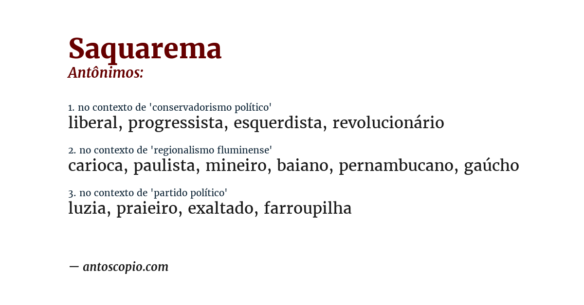 Antônimo de saquarema