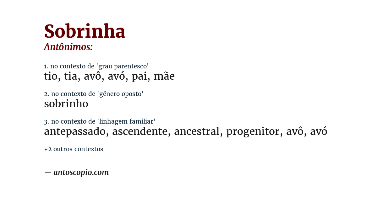 Antônimo de sobrinha