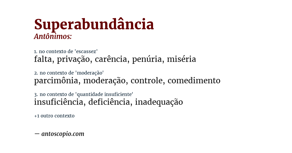 Antônimo de superabundância
