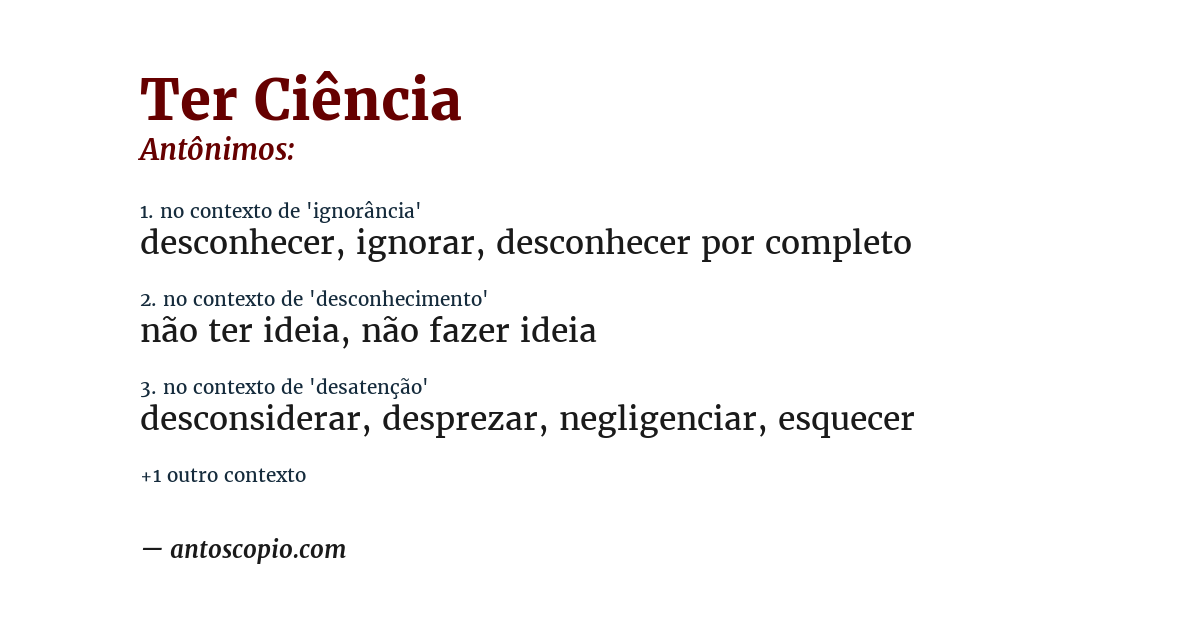 Antônimo de ter ciência