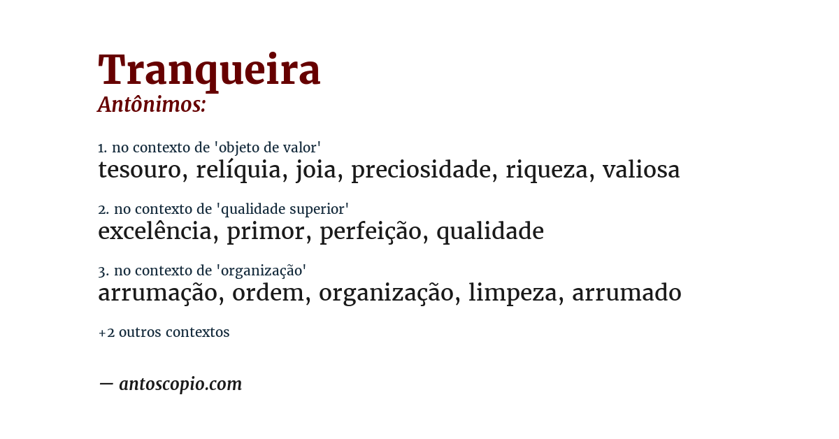 Antônimo de tranqueira