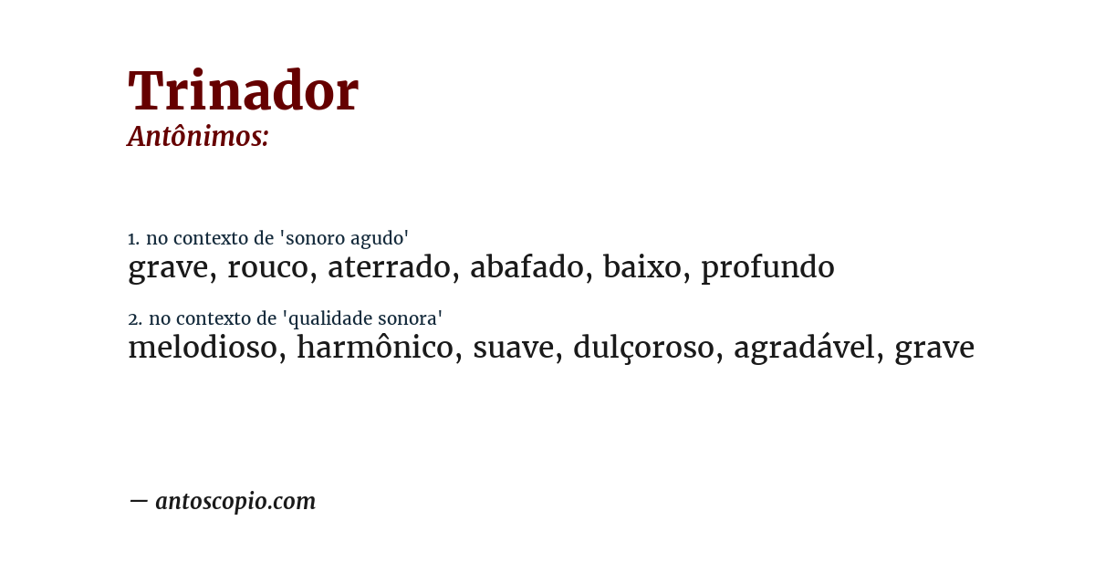 Antônimo de trinador