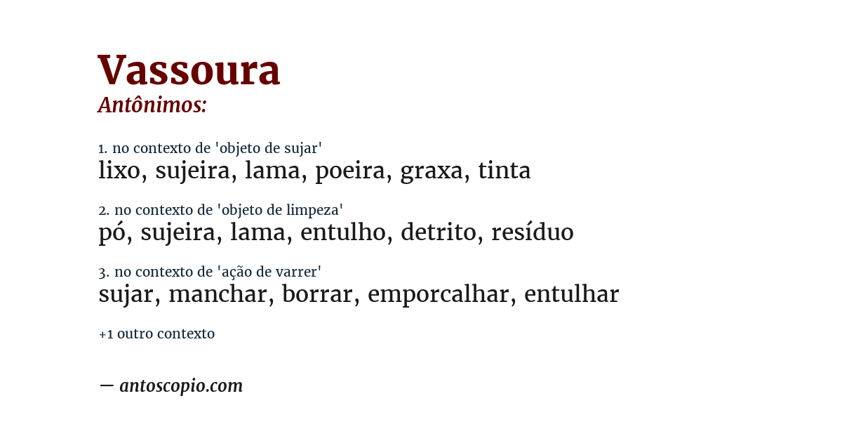 Antônimo de vassoura