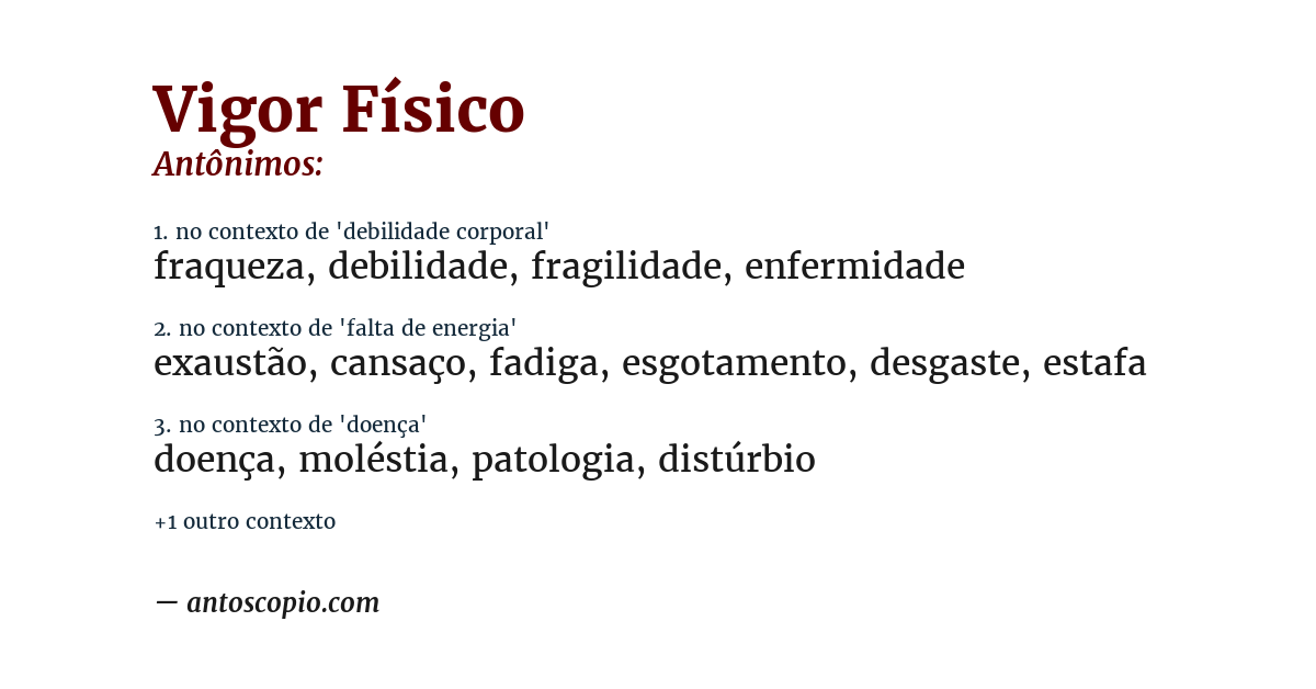 Antônimo de vigor físico