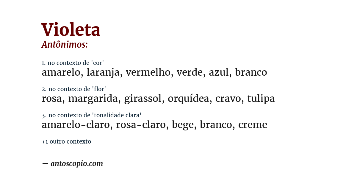 Antônimo de violeta