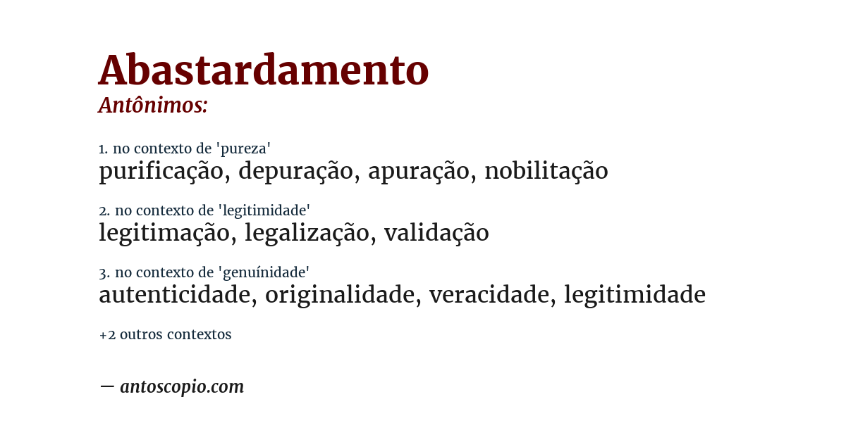 Antônimo de abastardamento