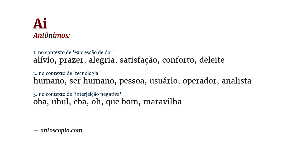 Antônimo de ai
