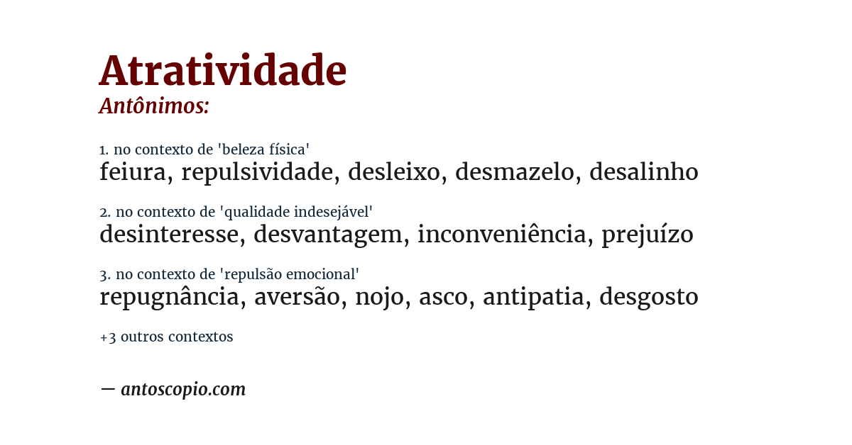 Antônimo de atratividade