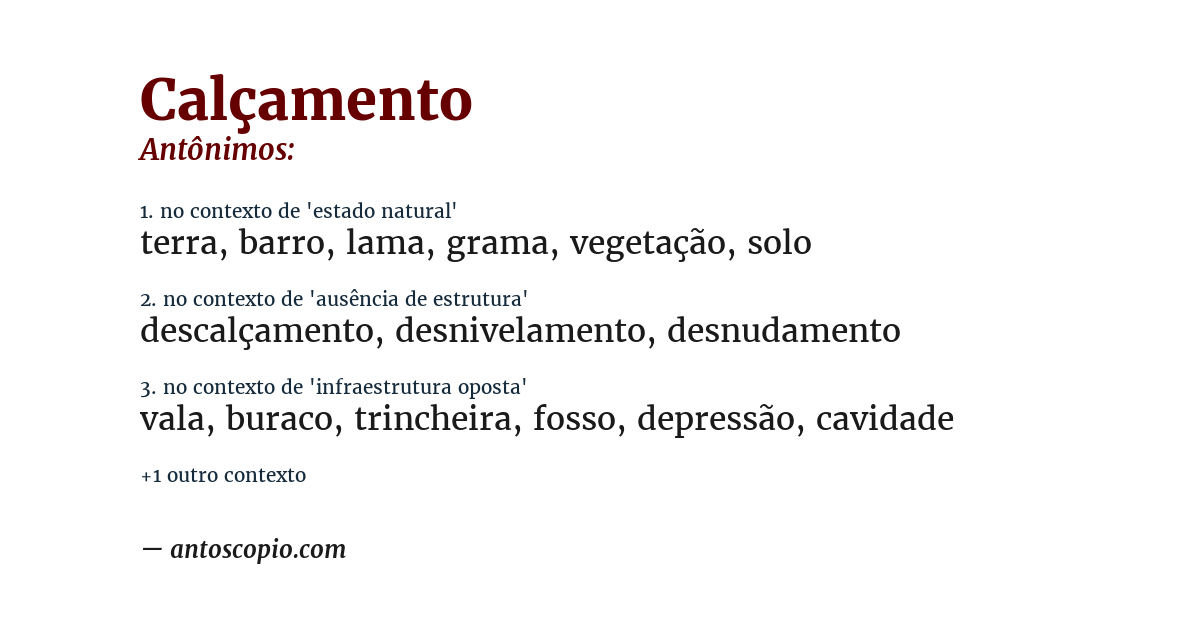 Antônimo de calçamento