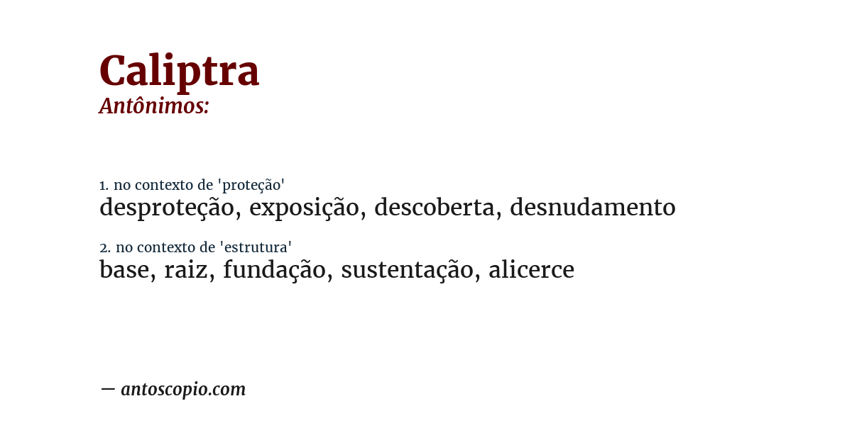Antônimo de caliptra