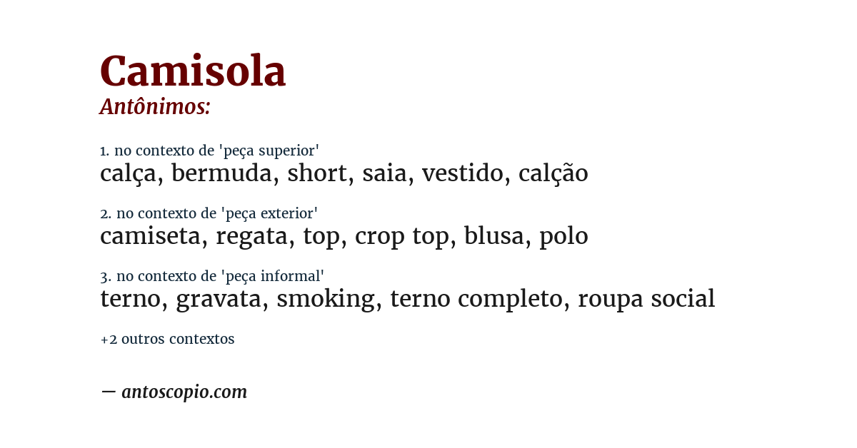 Antônimo de camisola