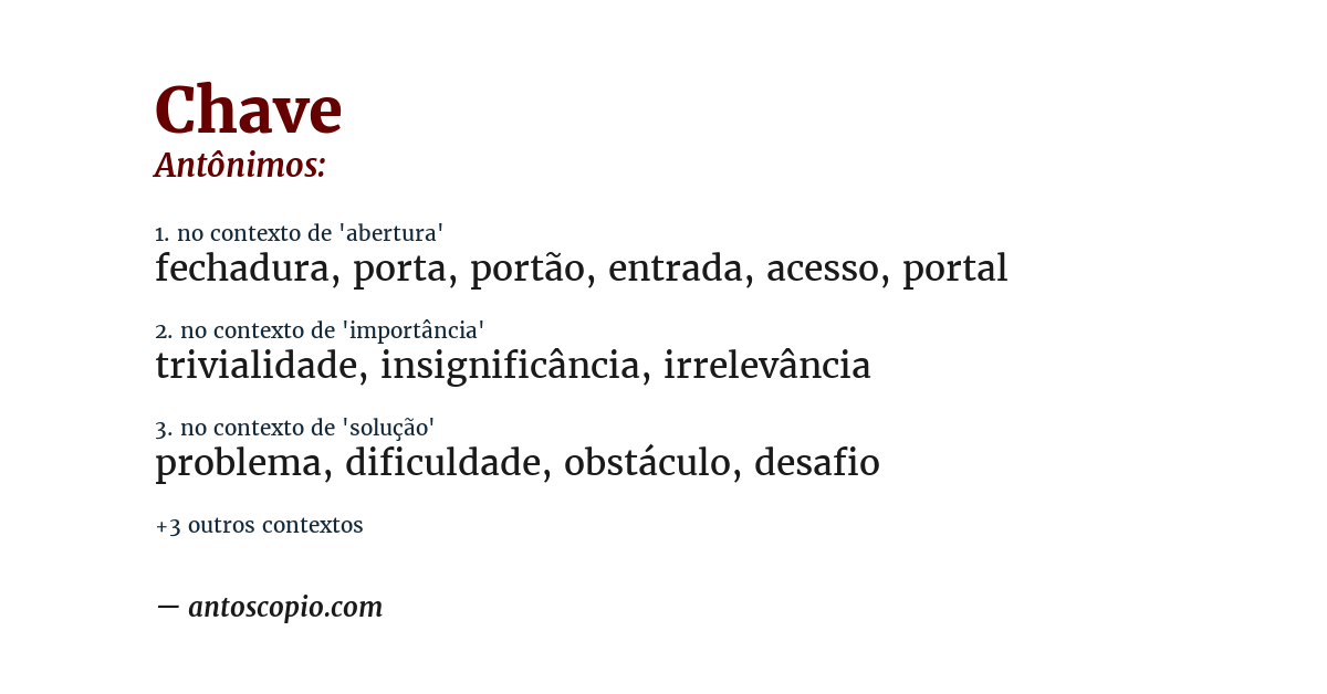 Antônimo de chave