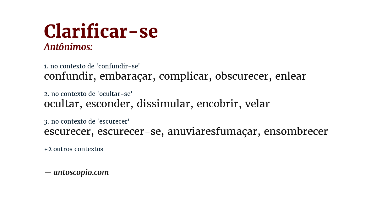 Antônimo de clarificar-se