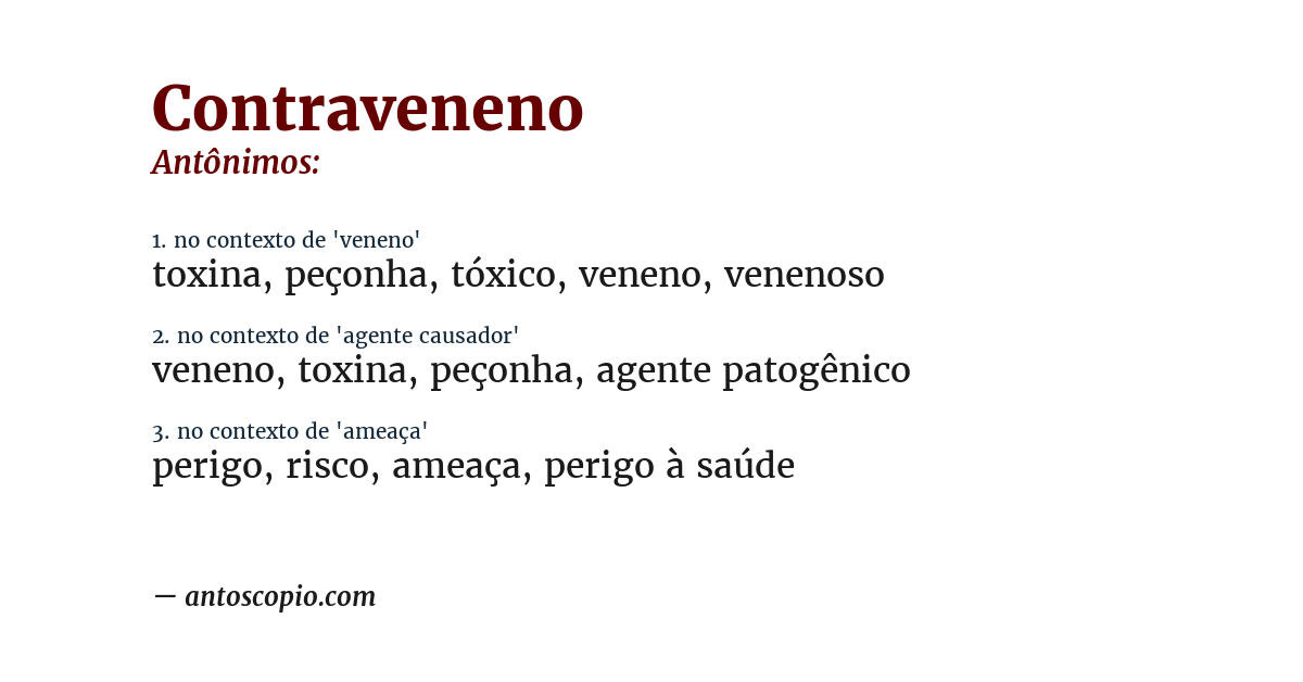 Antônimo de contraveneno