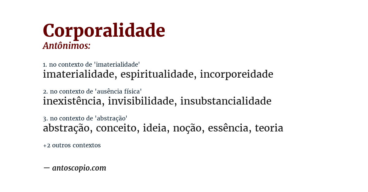 Antônimo de corporalidade
