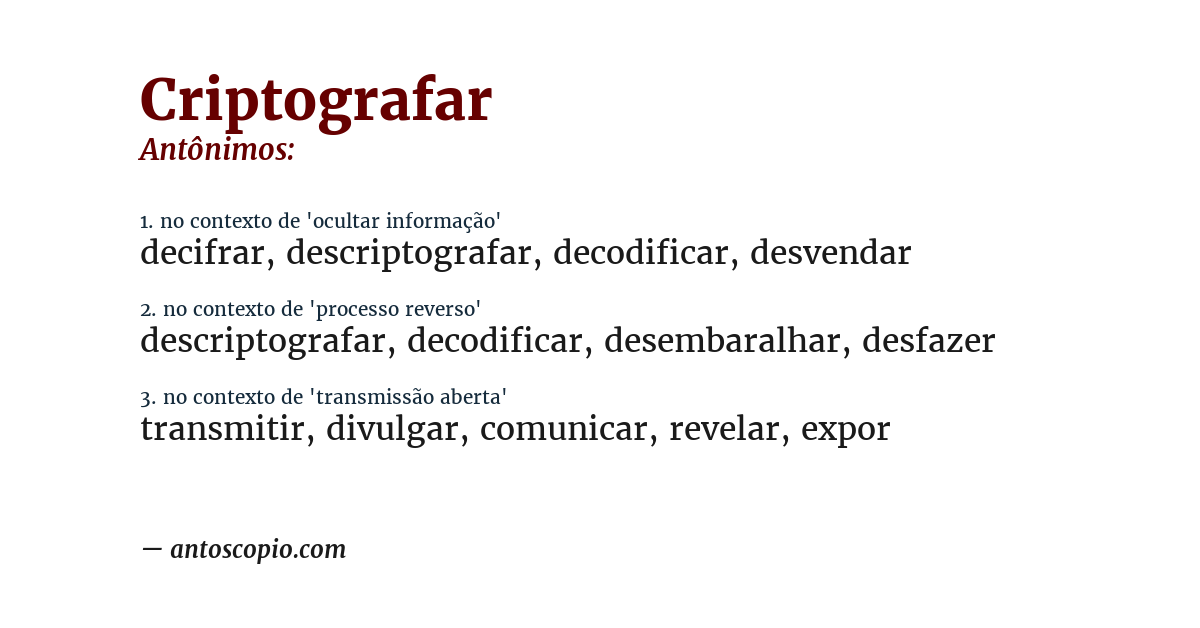 Antônimo de criptografar