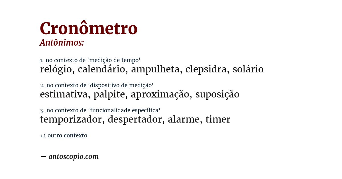 Antônimo de cronômetro