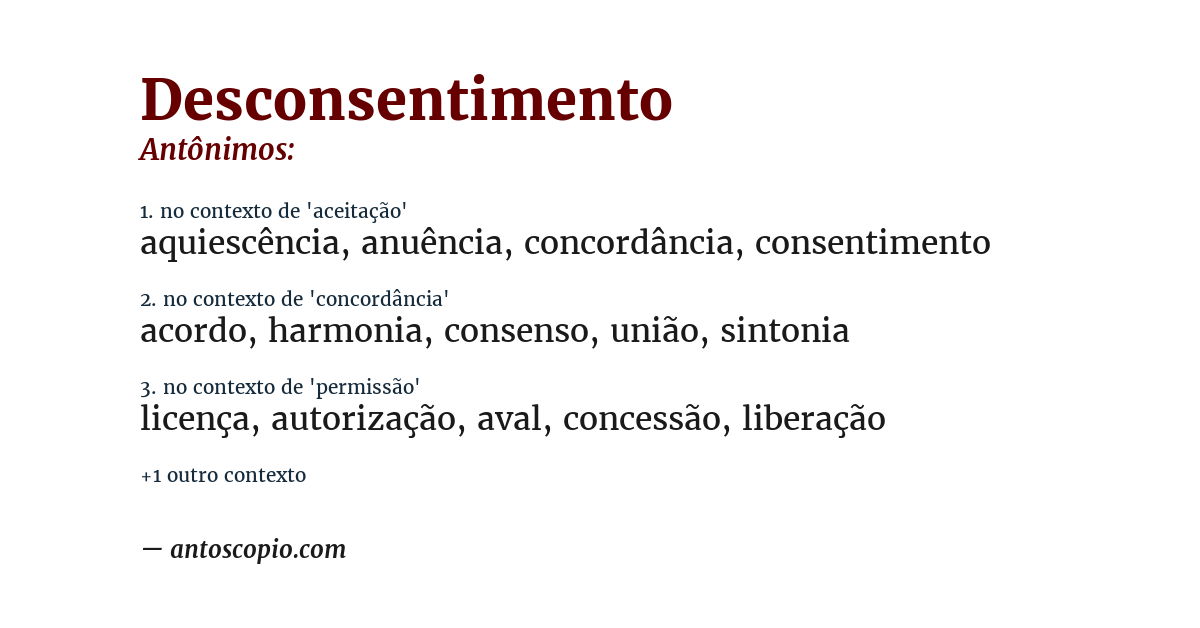 Antônimo de desconsentimento