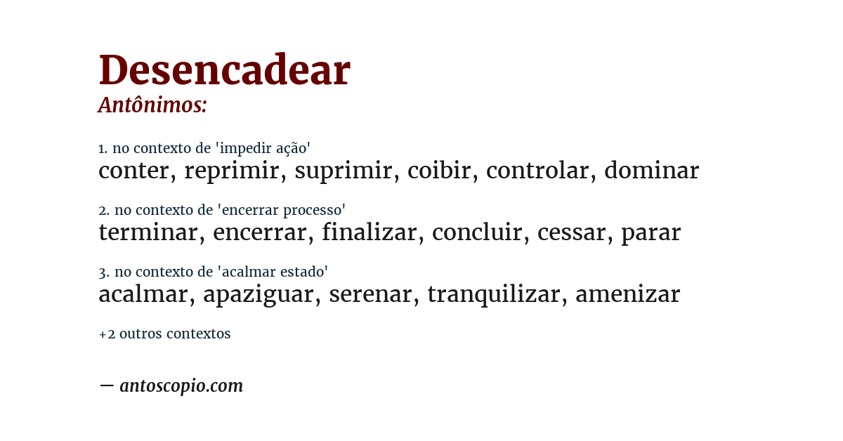 Antônimo de desencadear