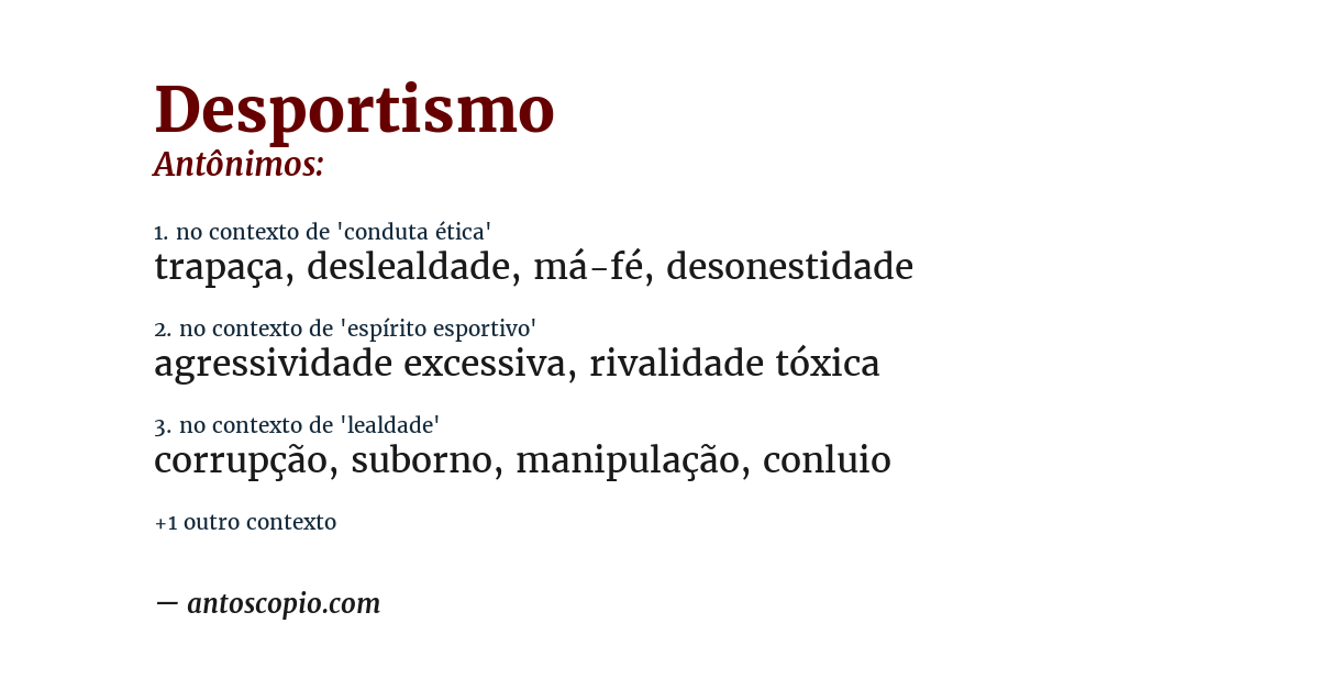 Antônimo de desportismo