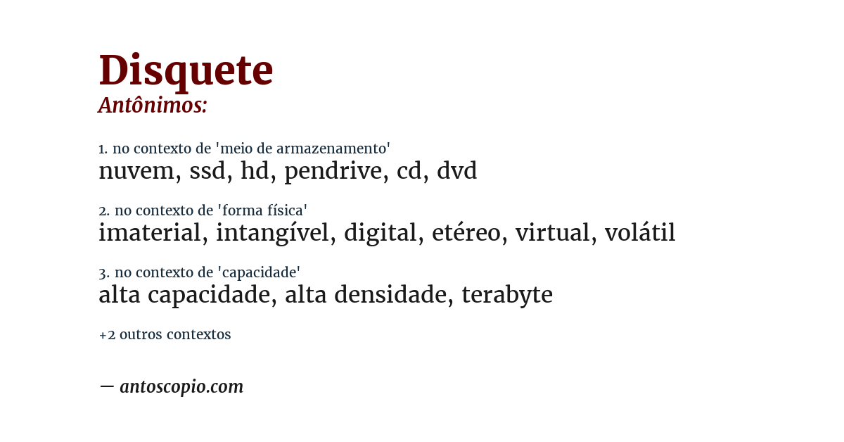 Antônimo de disquete