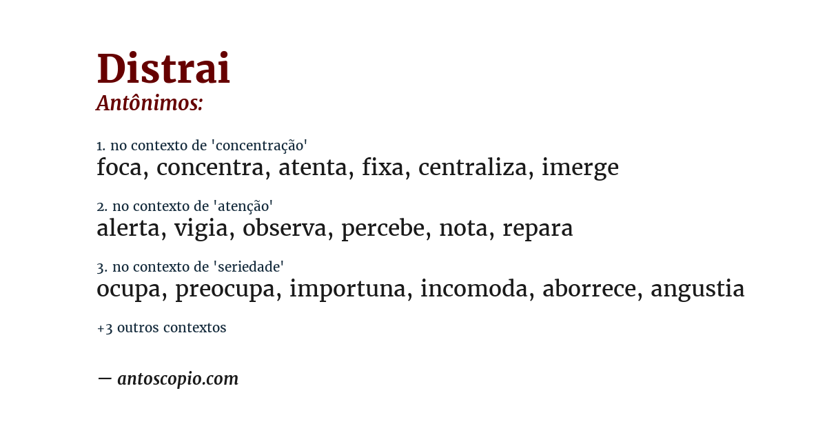 Antônimo de distrai