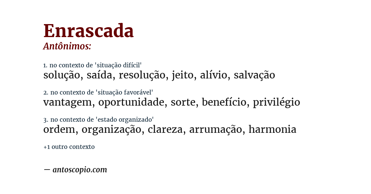 Antônimo de enrascada