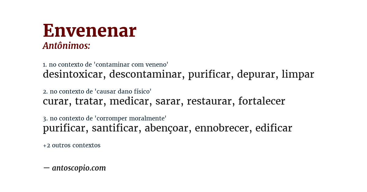 Antônimo de envenenar