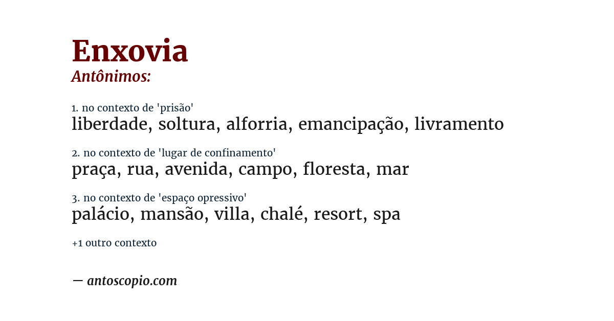 Antônimo de enxovia