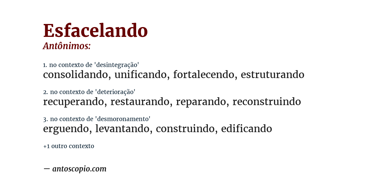 Antônimo de esfacelando